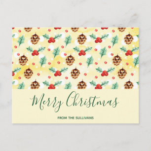Cartes Pour Fêtes Annuelles Pine Cones et Motif de Noël Holly