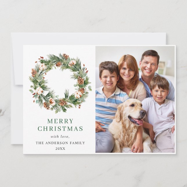 Cartes Pour Fêtes Annuelles Pine Cones Fir Wreath Noël Salutation PHOTO (Devant)