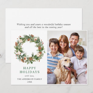 Cartes Pour Fêtes Annuelles Pine Cones Fir Wreath Noël Salutation PHOTO