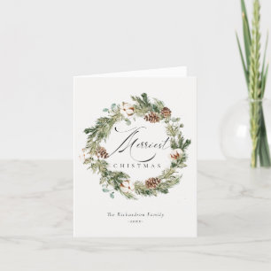 Cartes Pour Fêtes Annuelles Pine de coton rustique cône Merriest couronne de N
