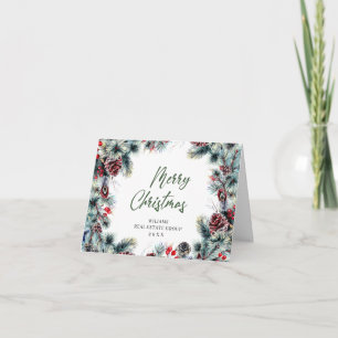 Cartes Pour Fêtes Annuelles Pine de Noël cônes Entreprise Salutation rustique