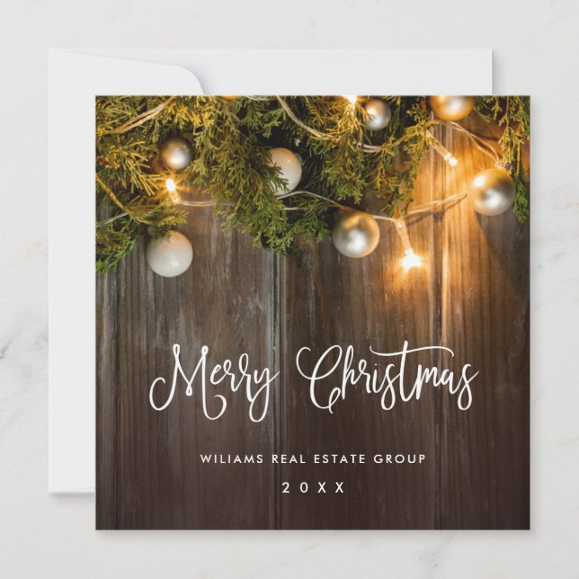 Cartes Pour Fêtes Annuelles Pine de Noël cônes Entreprise Salutation rustique (Devant)