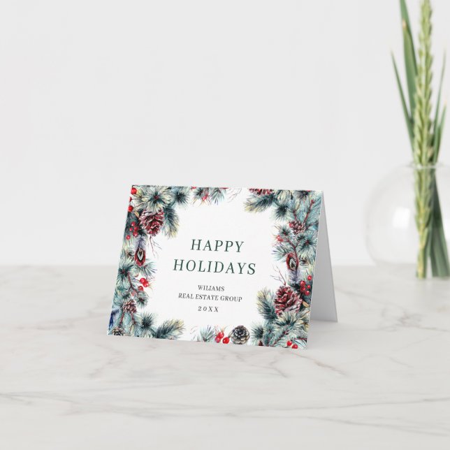 Cartes Pour Fêtes Annuelles Pine de Noël cônes Entreprise Salutation rustique (Devant)