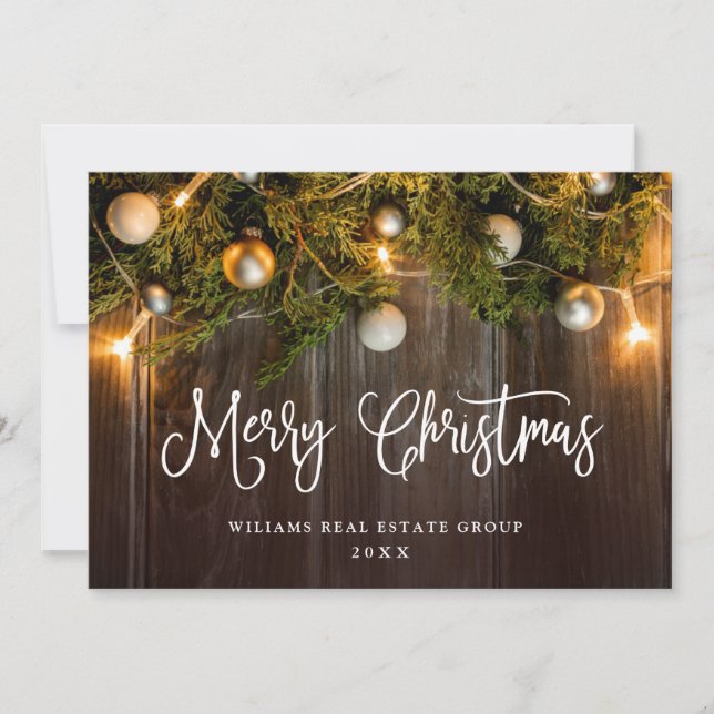 Cartes Pour Fêtes Annuelles Pine de Noël cônes Entreprise Salutation rustique (Devant)