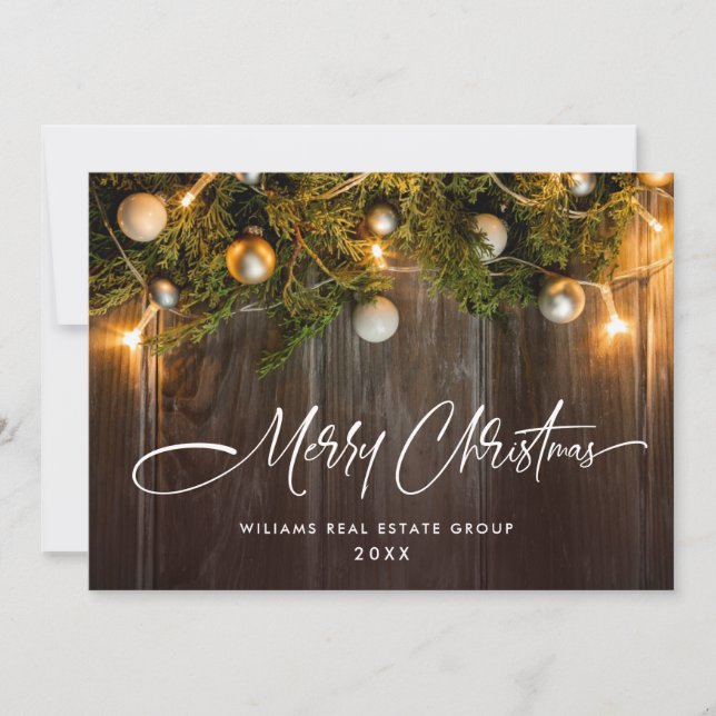 Cartes Pour Fêtes Annuelles Pine de Noël cônes Entreprise Salutation rustique (Devant)