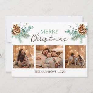 Cartes Pour Fêtes Annuelles Pine de Noël d'hiver cônes Trois photos