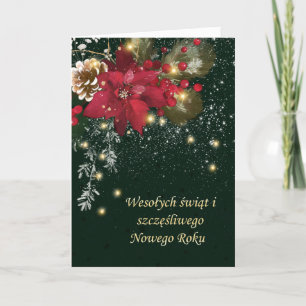 Cartes Pour Fêtes Annuelles Pine de Noël Poinsettia Holly Garland 