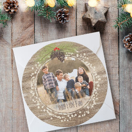 Cartes Pour Fêtes Annuelles Pine de Noël rustique, Paix, Amour & Joie