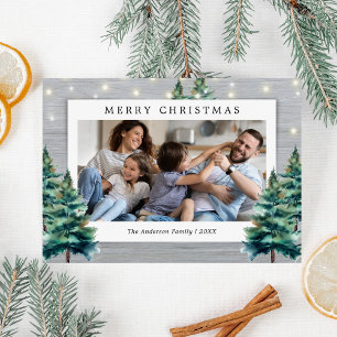 Cartes Pour Fêtes Annuelles Pine rustique Photo famille Noël