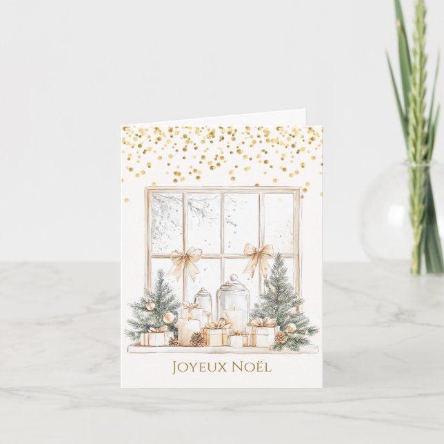 Cartes Pour Fêtes Annuelles Pine Tree Baubles bougies Noël français (Devant)