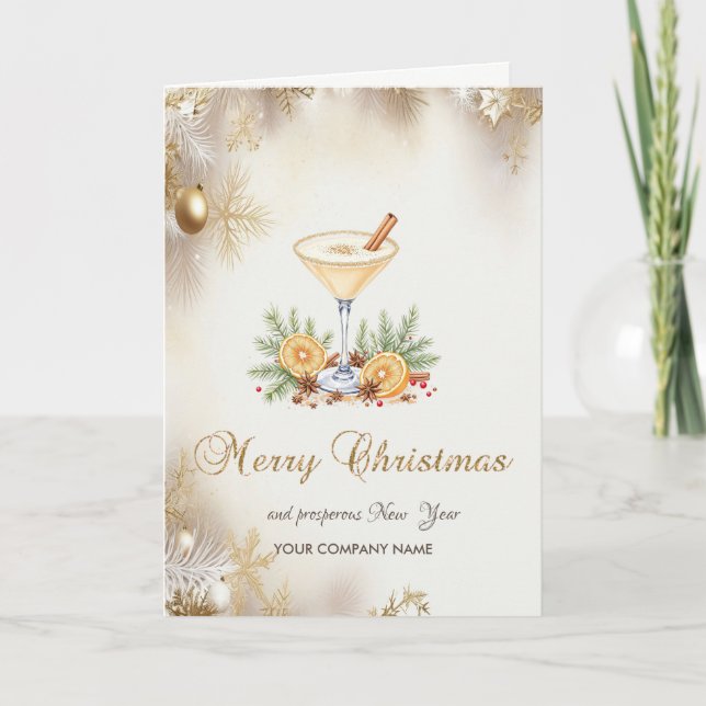 Cartes Pour Fêtes Annuelles Pine Tree Branches Orange Boisson Snowflakes Holid (Devant)