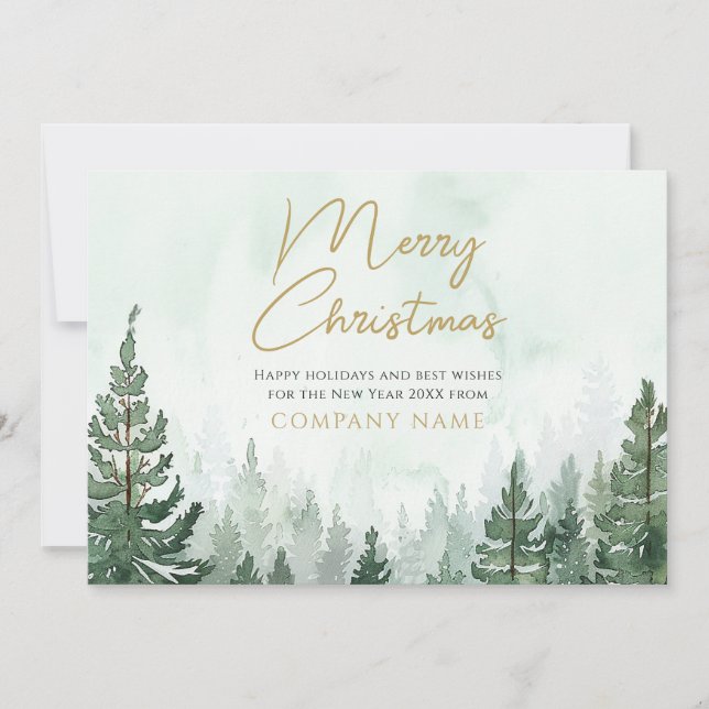 Cartes Pour Fêtes Annuelles Pine Tree Forest Noël Entreprise Logo Entreprise (Devant)