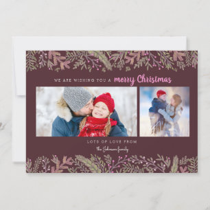 Cartes Pour Fêtes Annuelles Pine Vines raffinées sapins rouges foncés Noël