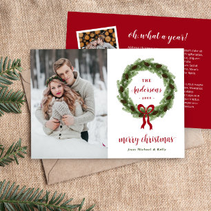Cartes Pour Fêtes Annuelles Pine Wreath 3 Photo   Lettre de Noël