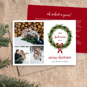 Cartes Pour Fêtes Annuelles Pine Wreath 3 Photo   Lettre de Noël