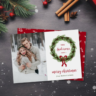 Cartes Pour Fêtes Annuelles Pine Wreath Merry Christmas