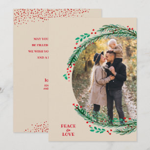 Cartes Pour Fêtes Annuelles Pine Wreath sur Crème Photo de Noël