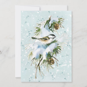 Cartes Pour Fêtes Annuelles Pinecone d'oiseau de poulet neige hiver Noël Turqu