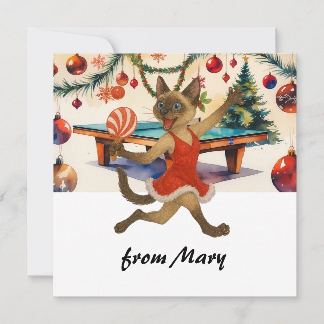 Cartes Pour Fêtes Annuelles Ping Pong Christmas themed for Cat Lovers (Devant)