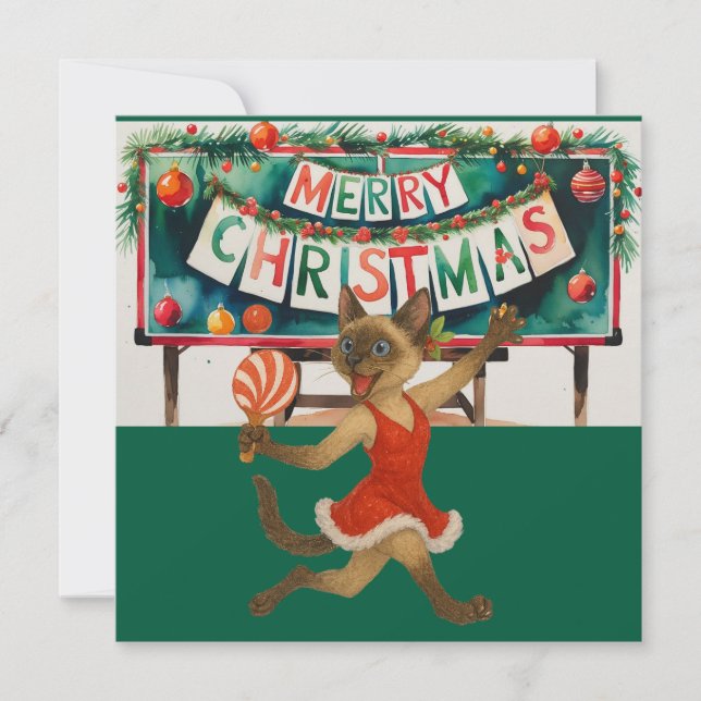 Cartes Pour Fêtes Annuelles Ping Pong Noël Thème pour les Amoureux de les chat (Devant)