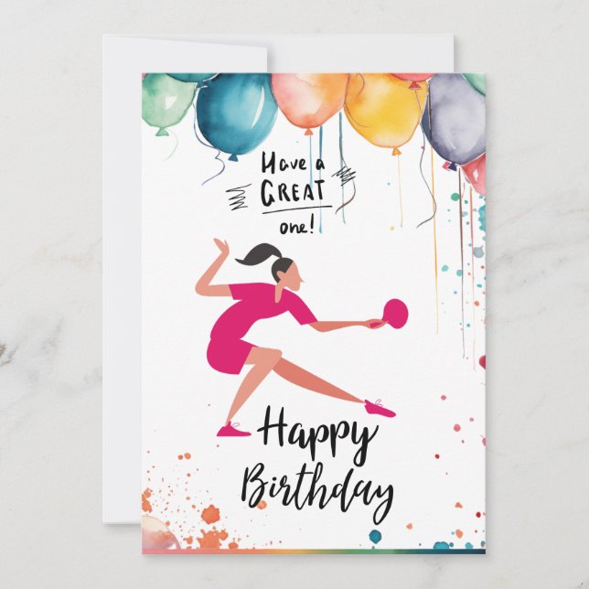 Cartes Pour Fêtes Annuelles Ping Pong tennis de table Anniversaire Fille pour  (Devant)