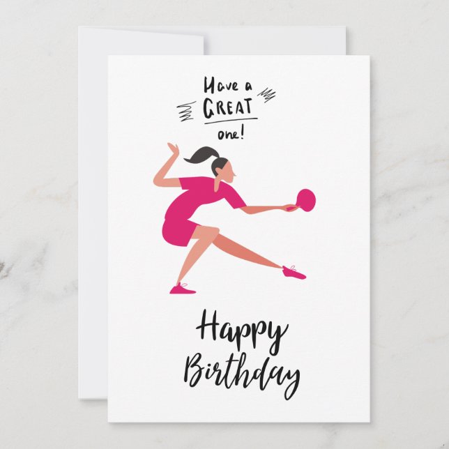 Cartes Pour Fêtes Annuelles Ping Pong tennis de table Anniversaire Fille pour  (Devant)