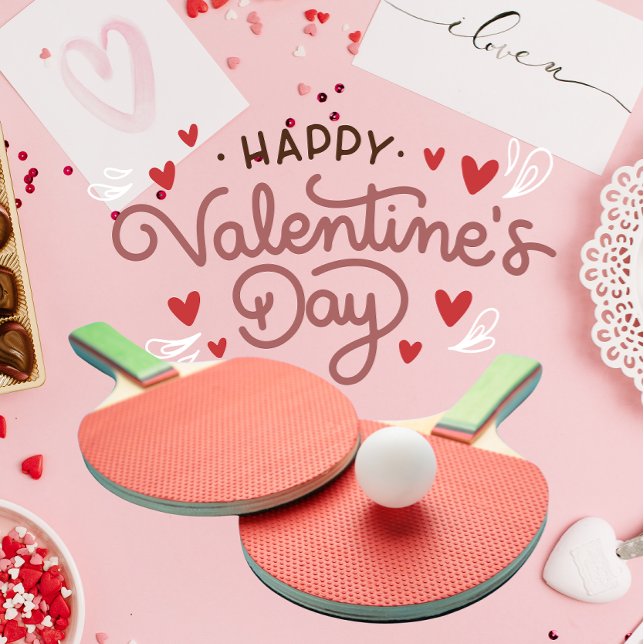 Cartes Pour Fêtes Annuelles Ping Pong Valentine's Heart Table Lecteur (Créateur téléchargé)