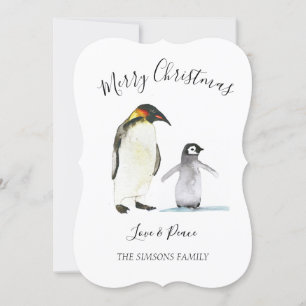 Cartes Pour Fêtes Annuelles Pingouin Aquarelle Joyeux Noël Joyeux
