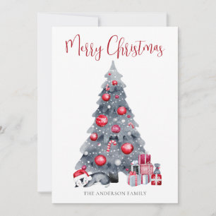 Cartes Pour Fêtes Annuelles Pingouin Aquarelle Rouge Noir Joyeux Noël