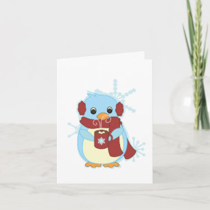 Cartes Pour Fêtes Annuelles Pingouin avec cacao chaud