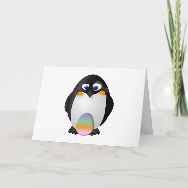 Cartes Pour Fêtes Annuelles Pingouin avec l'oeuf de pâques (Devant)