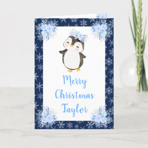 Cartes Pour Fêtes Annuelles Pingouin de l'Arctique d'hiver Joyeux Noël