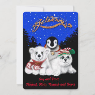 Cartes Pour Fêtes Annuelles Pingouin de Noël bébé phoque de l'ours polaire