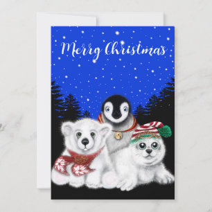 Cartes Pour Fêtes Annuelles Pingouin de Noël bébé phoque de l'ours polaire