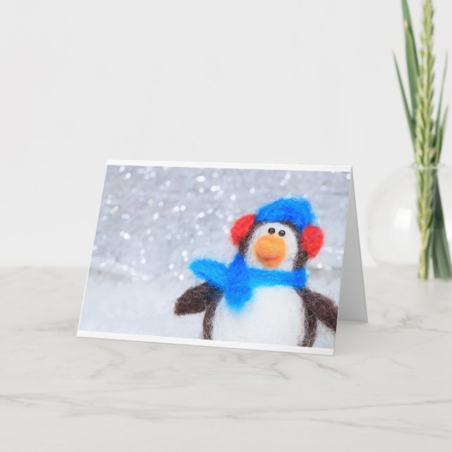 Cartes Pour Fêtes Annuelles Pingouin de Noël heureux (Devant)
