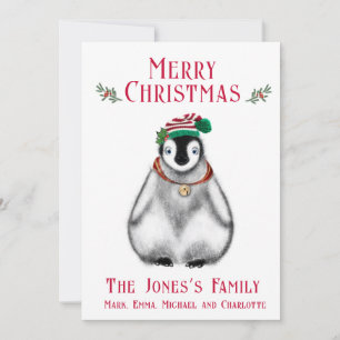 Cartes Pour Fêtes Annuelles Pingouin de Noël mignon, animal arctique festif