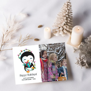 Cartes Pour Fêtes Annuelles Pingouin de Noël mignon Joyeux vacances Photo