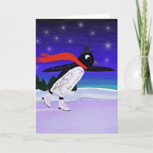 Cartes Pour Fêtes Annuelles Pingouin de patinage