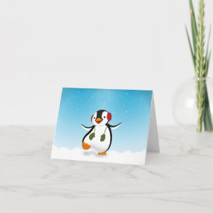 Cartes Pour Fêtes Annuelles Pingouin d'hiver mignon