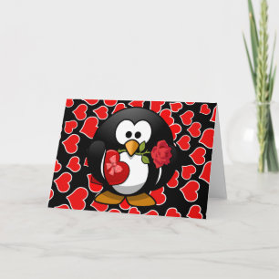 Cartes Pour Fêtes Annuelles Pingouin en caricature mignonne avec des cadeaux d