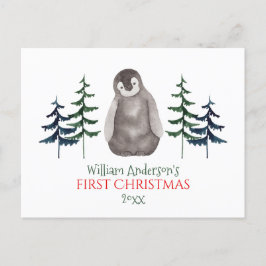 Cartes Pour Fêtes Annuelles Pingouin et arbre de Noël personnalisés