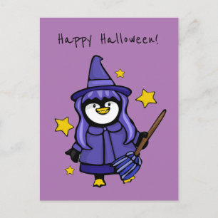 Cartes Pour Fêtes Annuelles Pingouin Halloween Witchy