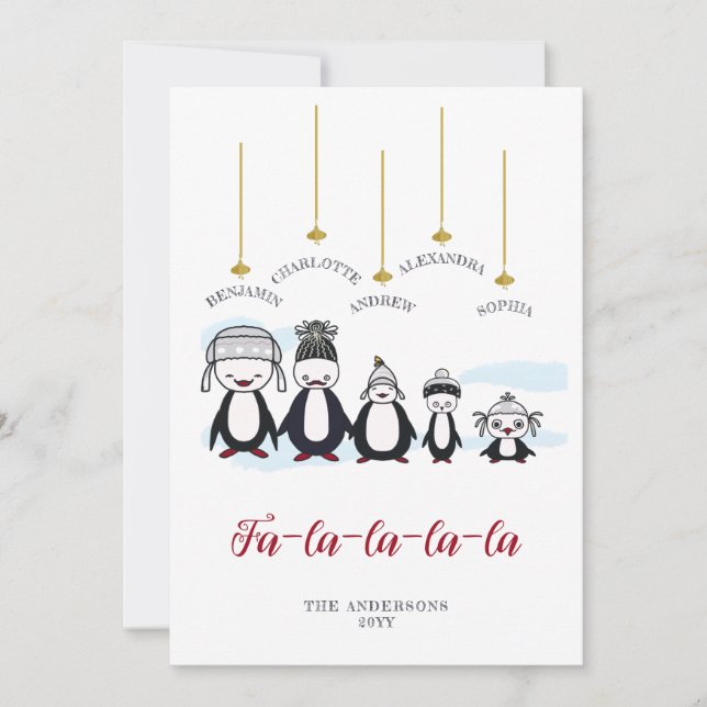 Cartes Pour Fêtes Annuelles Pingouin mignon Drôle Dessin Simple Noël Familial (Devant)