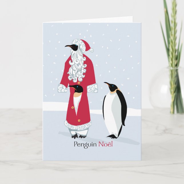 Cartes Pour Fêtes Annuelles Pingouin Noel (Devant)