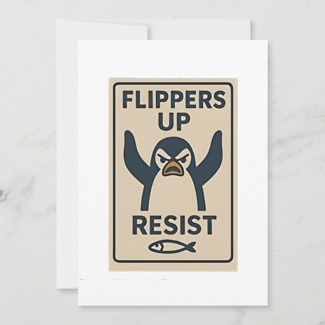 Cartes Pour Fêtes Annuelles Pingouins contre les tarifs douaniers anti Trump J (Devant)