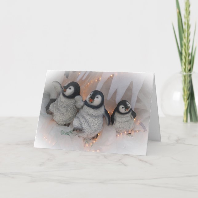Cartes Pour Fêtes Annuelles Pingouins de Noël dansant (Devant)