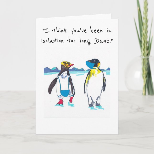 Cartes Pour Fêtes Annuelles Pingouins d'isolement portant masque facial Noël (Devant)