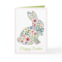 Pink and Blue Wildflower Easter Rabbit