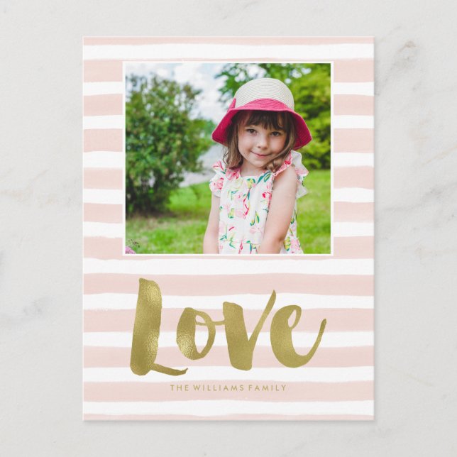 Cartes Pour Fêtes Annuelles Pink and Gold "Love" Valentines (Devant)