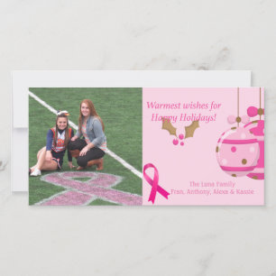 Cartes Pour Fêtes Annuelles Pink Breast Cancer Awareness Photo Christmas Card